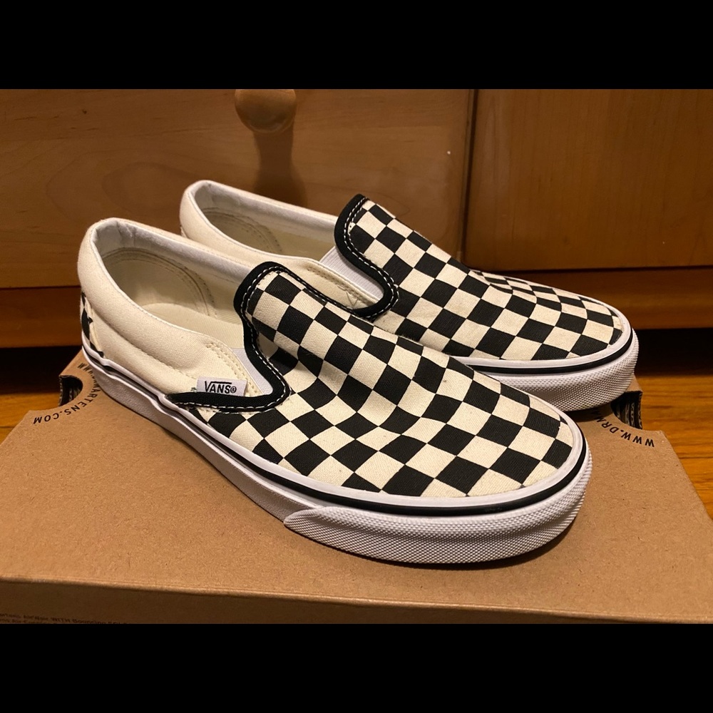 Vans checkered slip ons